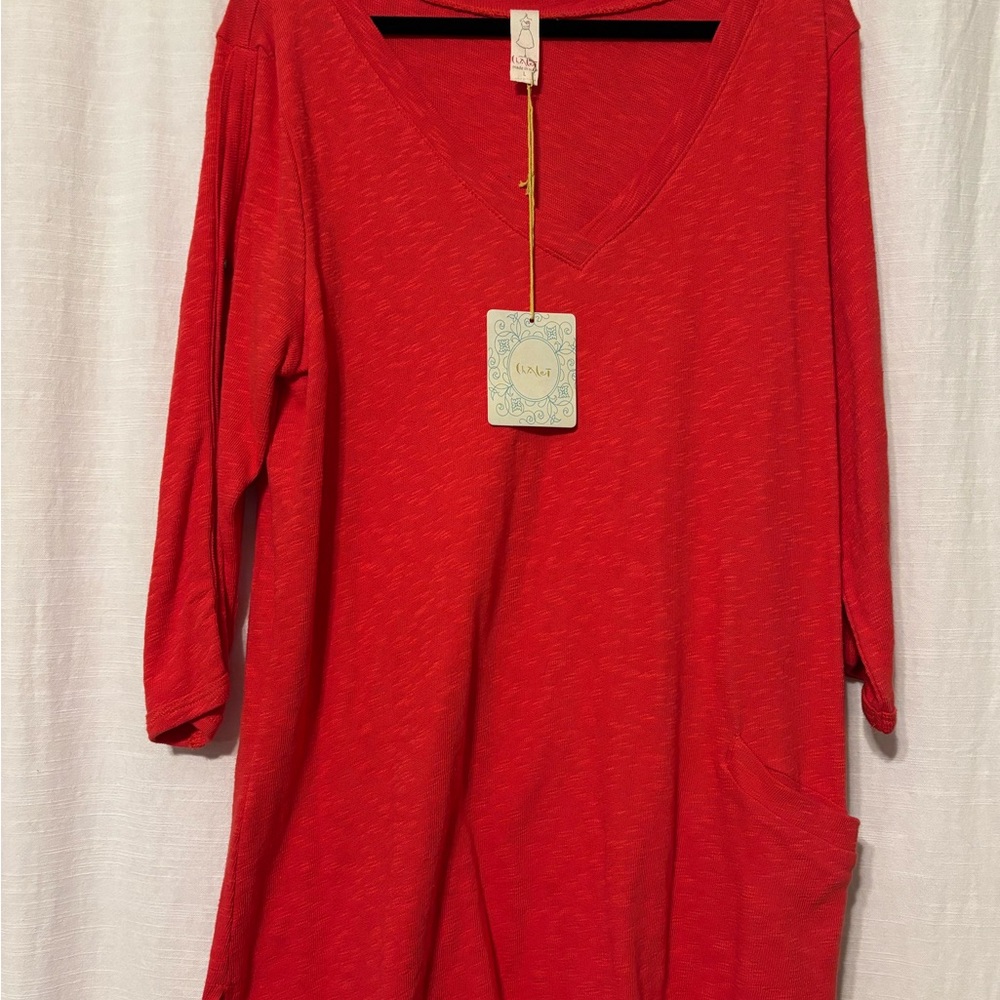 Designer Chalet Red Oversized Tunic Top